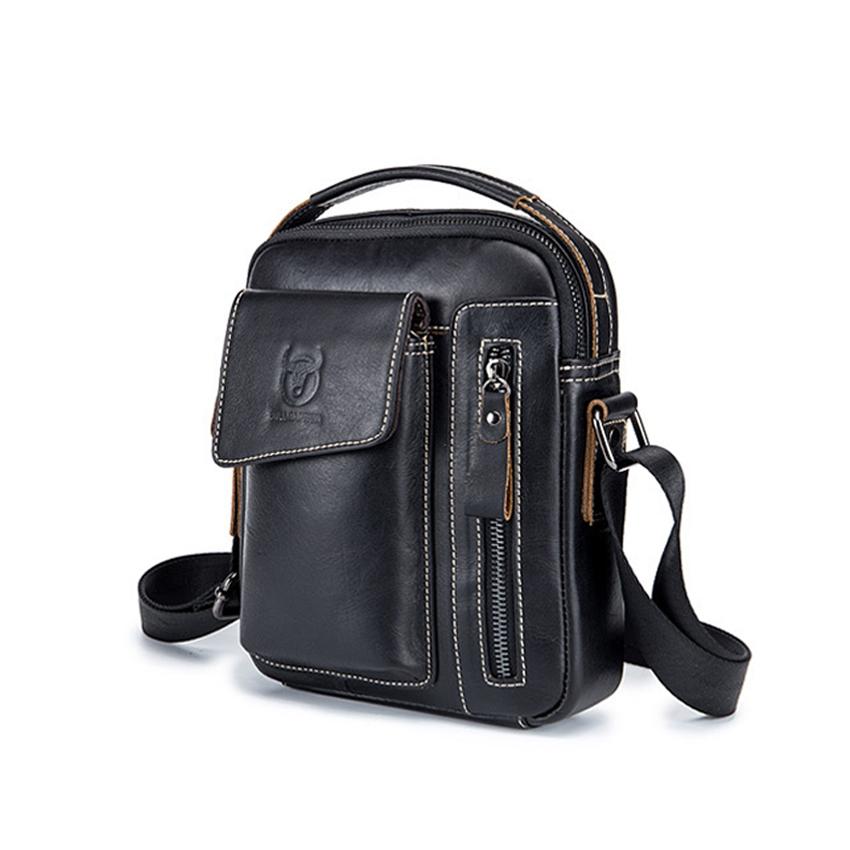 Soft Leather Messenger Bag For Men - Chestnut Brown