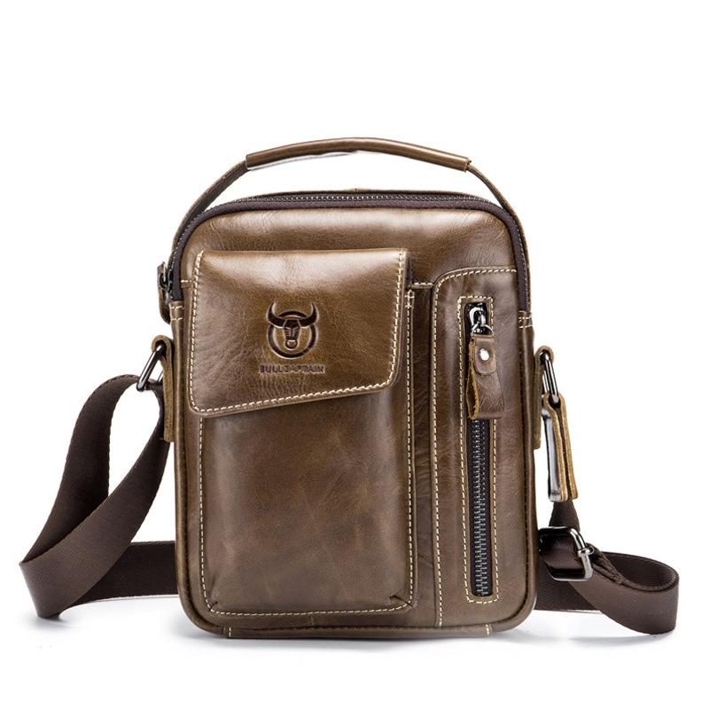 Soft Leather Messenger Bag For Men - Chestnut Brown