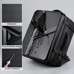Waterproof Expandable Hard Shell Backpack with Usb Charging - Large Capacity Black - 162 Black