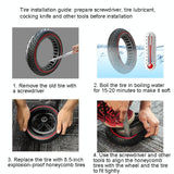 8.5 Inch Honeycomb Solid Tire for Xiaomi Electric Scooters - Black - Close-Up Angle