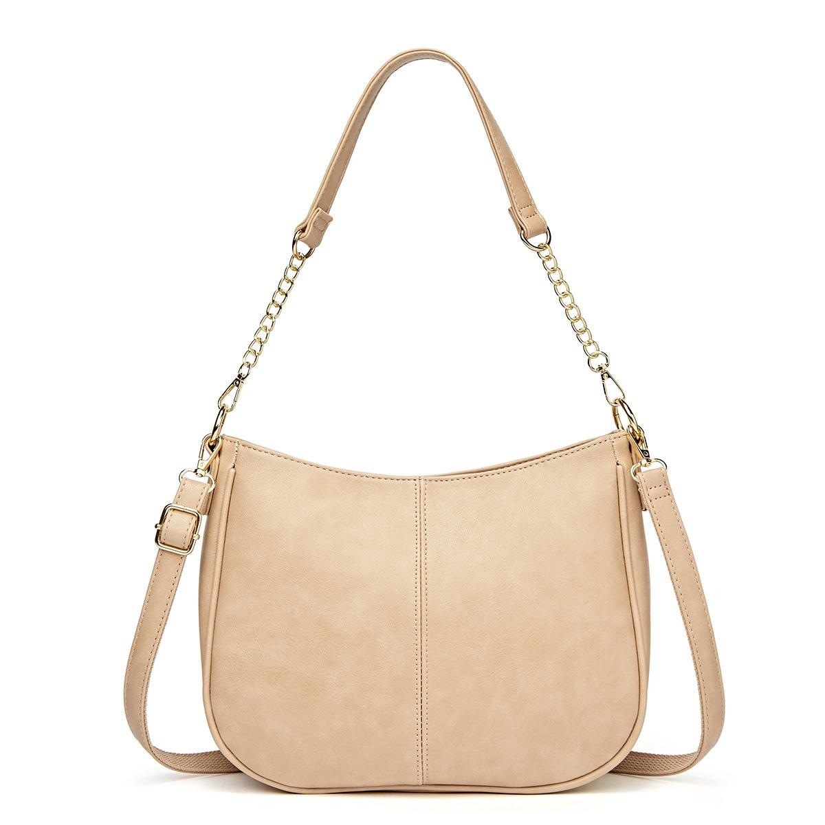 Adjustable Leather Crossbody Bag Large Capacity - Pink