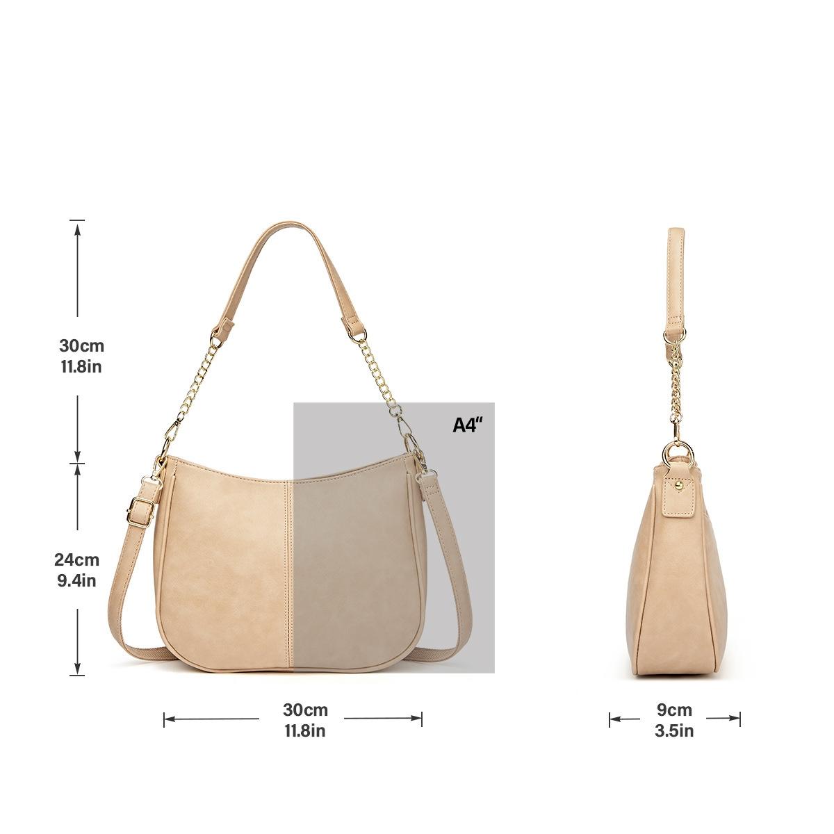 Adjustable Leather Crossbody Bag Large Capacity - Pink