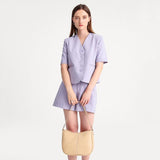 Adjustable Leather Crossbody Bag Large Capacity - Pink - Close-Up Angle