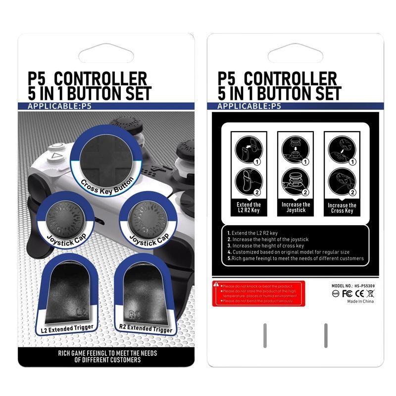 5-in-1 L1 / R1 Extended Key Game Handle for Sony Ps5 - Cross & Lengthened Keys - Black White