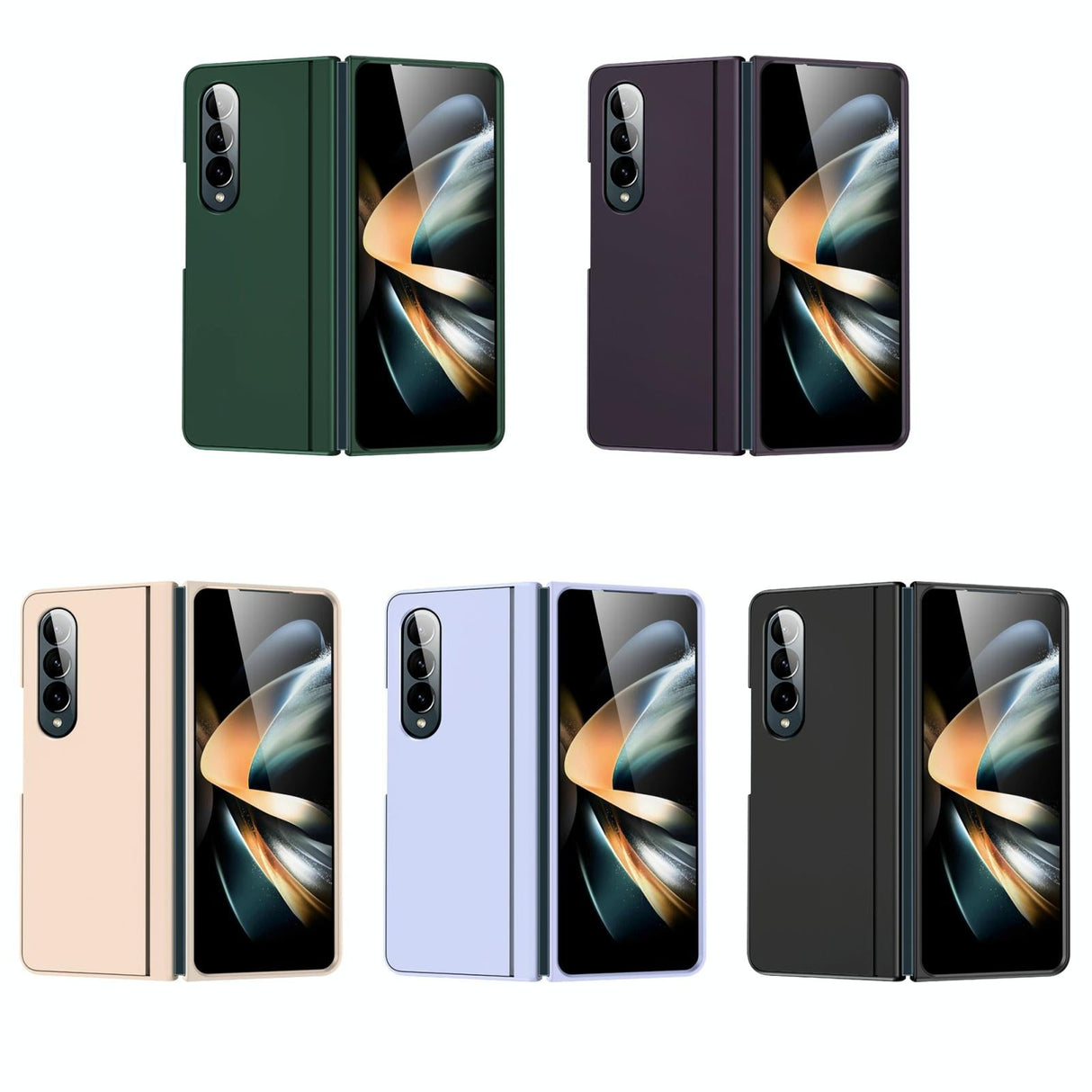 For Samsung Galaxy Z Fold4 5G Foldable Phone Case With Holder - Full Coverage - Light Purple