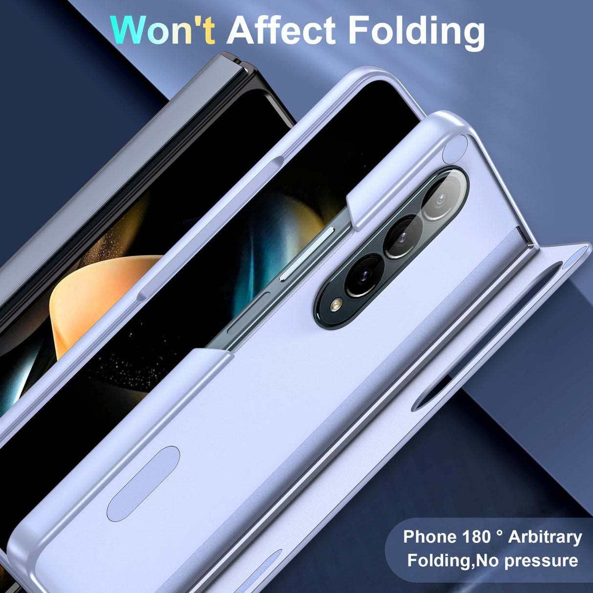 For Samsung Galaxy Z Fold4 5G Foldable Phone Case With Holder - Full Coverage - Light Purple