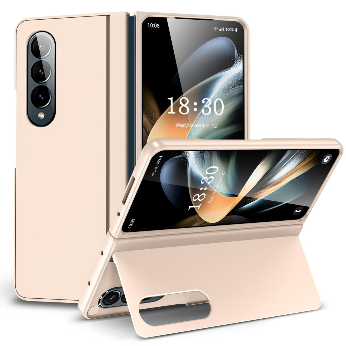 For Samsung Galaxy Z Fold4 5G Foldable Phone Case With Holder - Full Coverage - Light Purple