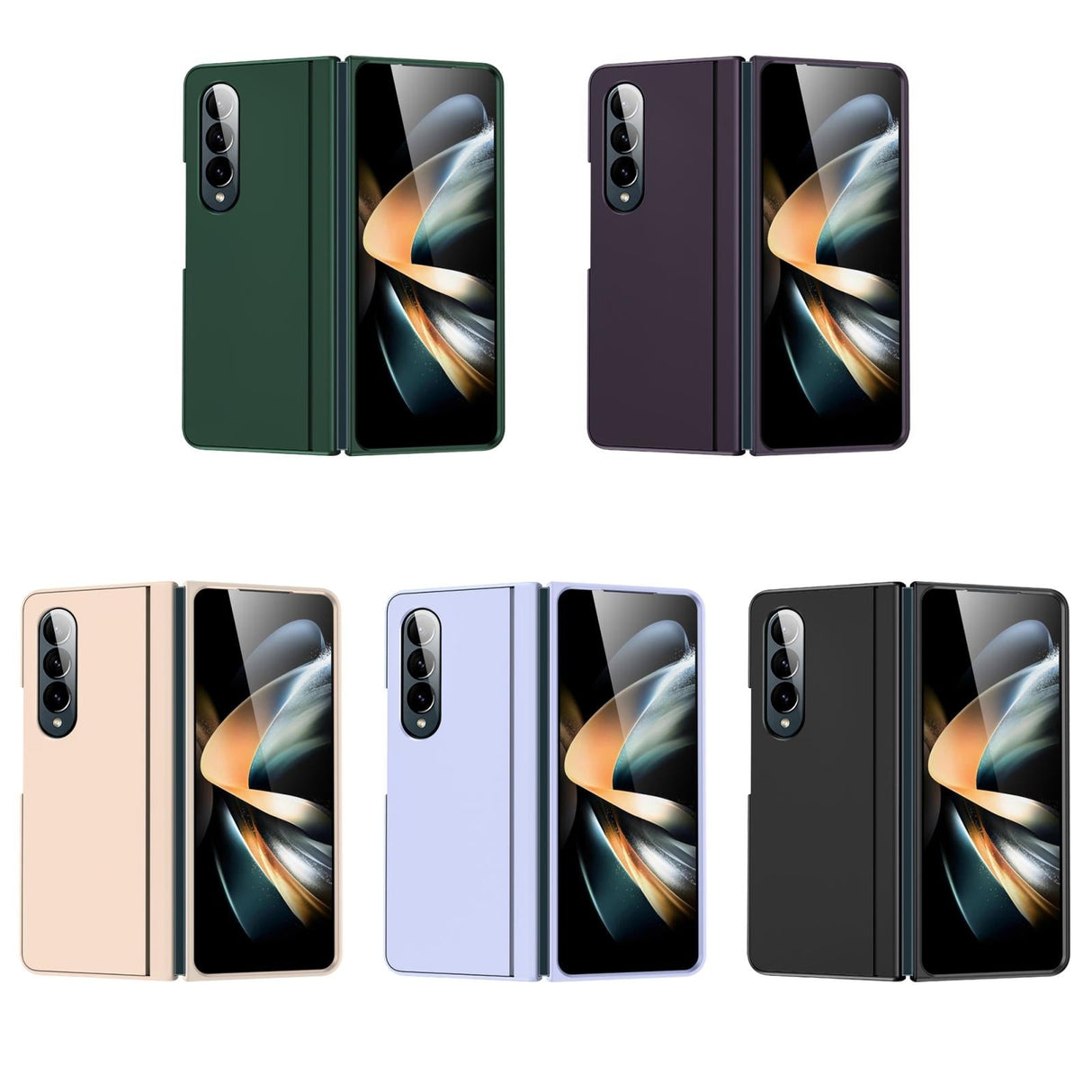 For Samsung Galaxy Z Fold4 5G Foldable Phone Case With Holder - Full Coverage - Light Purple