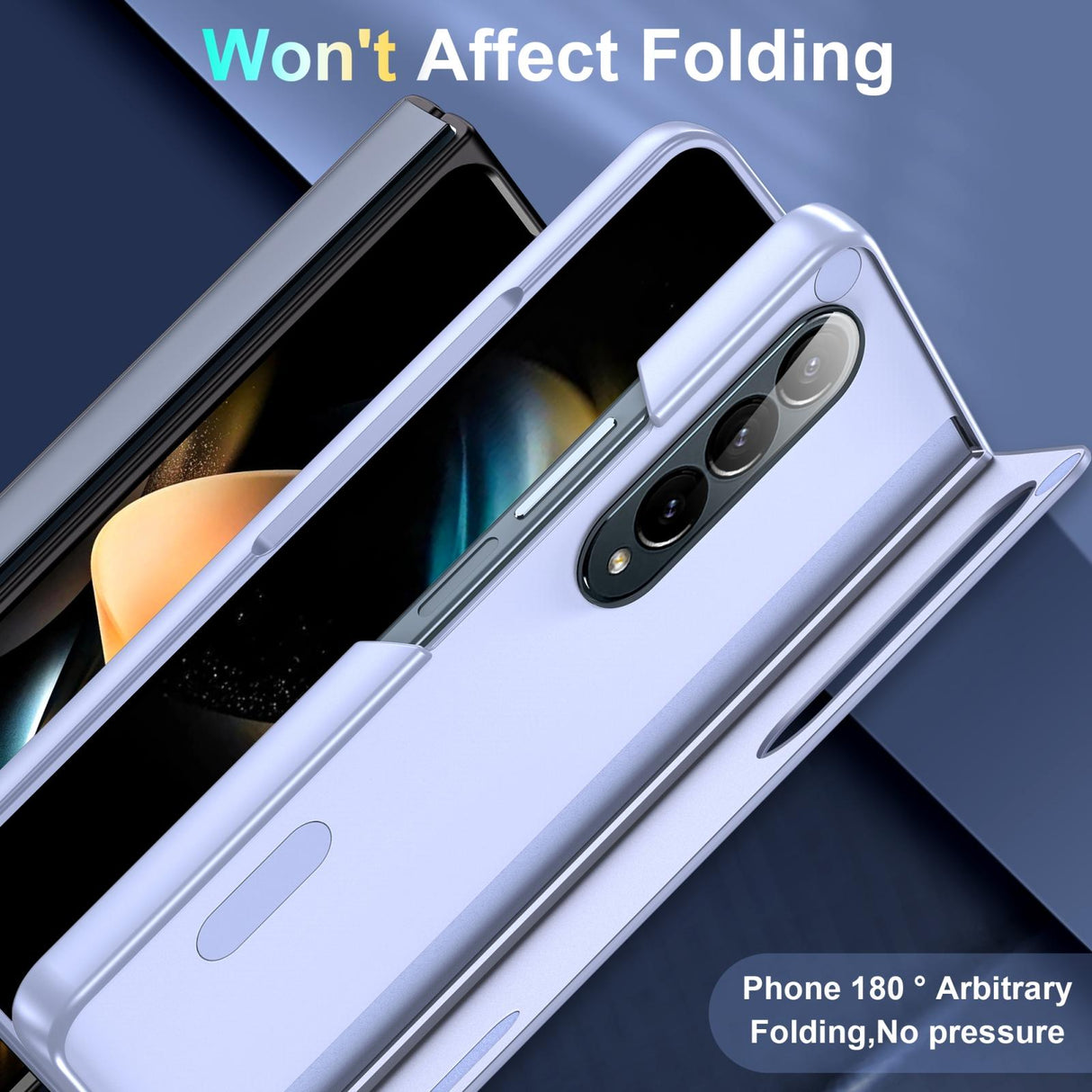 For Samsung Galaxy Z Fold4 5G Foldable Phone Case With Holder - Full Coverage - Light Purple