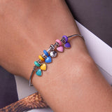 925 Sterling Silver Silicone Beads For Diy Bracelets & Necklaces - Purple - Rear View