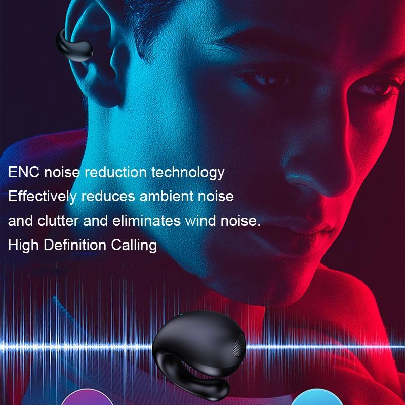 Wireless Bluetooth Earphone with Charging Case - Clip-on - White Blue