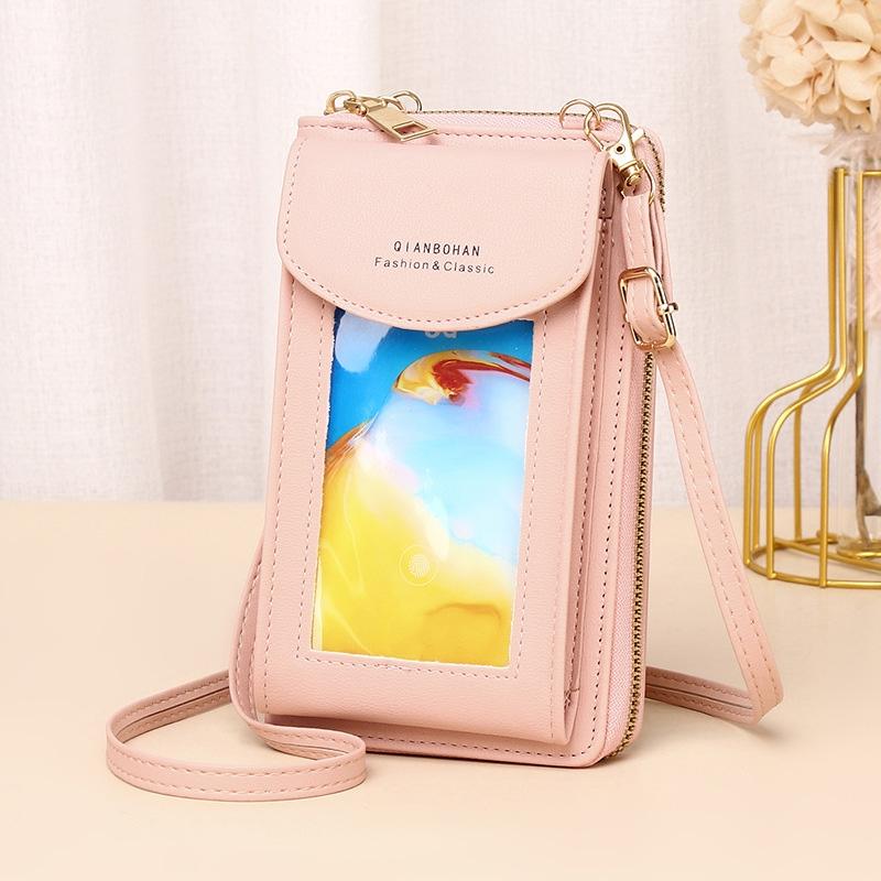 Women Touch Screen Shoulder Bag For Mobile Phones - Light Pink
