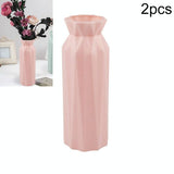 2-pack Plastic Round Vases - Simple Anti-fall Home Decor Ornaments - White - Front View