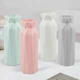 2-pack Plastic Round Vases - Simple Anti-fall Home Decor Ornaments - White - Rear View