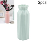 2-pack Plastic Round Vases - Simple Anti-fall Home Decor Ornaments - White - Close-Up Angle