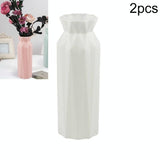 2-pack Plastic Round Vases - Simple Anti-fall Home Decor Ornaments - White - Extra Image