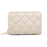 Double Layer Zipper Wallet Multi Card Slot Large Capacity Rhombus Design - Coffee - Extra Image