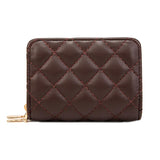 Double Layer Zipper Wallet Multi Card Slot Large Capacity Rhombus Design - Coffee - Extra Image