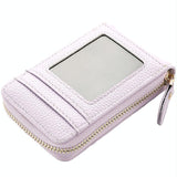 Multi Slot Short Card Holder With Zipper Coin Purse Pu Leather - Pink - Extra Image