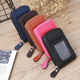 Woven Mini Coin Purse For Ladies Student Id & Card Holder - Rose Red - Side View