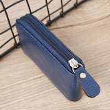 Woven Mini Coin Purse For Ladies Student Id & Card Holder - Rose Red - Top-Down View
