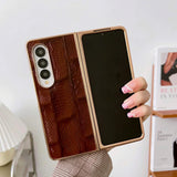 For Samsung Galaxy Z Fold4 5G Leather Mahjong Phone Case - Electroplated - Green
