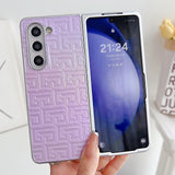 For Samsung Galaxy Z Fold4 5G Geometric Gradient Leather Phone Case - Pearlescent Finish - Pink - Extra Image