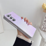 For Samsung Galaxy Z Fold4 5G Geometric Gradient Leather Phone Case - Pearlescent Finish - Pink - Extra Image