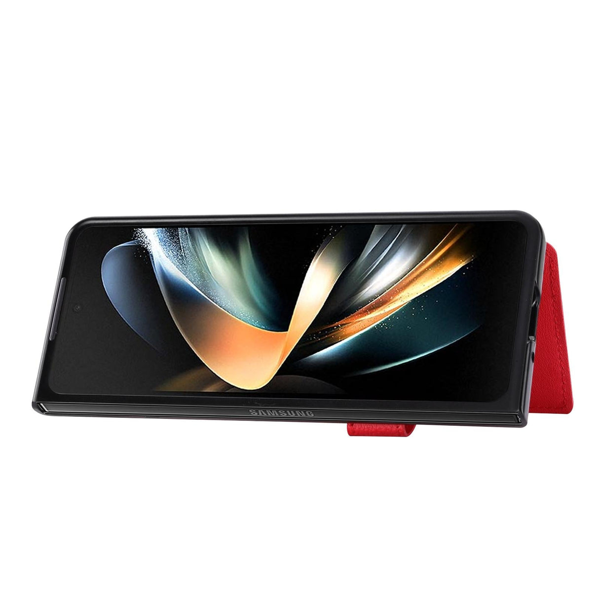 For Samsung Galaxy Z Fold4 5G Samsung Galaxy Z Fold4 Litchi Pattern Single Button Card Holder Phone Case - Blue