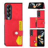 For Samsung Galaxy Z Fold4 5G Samsung Galaxy Z Fold4 Litchi Pattern Single Button Card Holder Phone Case - Blue