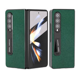 For Samsung Galaxy Z Fold4 5G Cross Texture Leather Phone Case With Holder - Blue - Extra Image