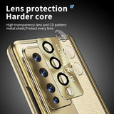 For Samsung Galaxy Z Fold4 5G Shockproof Magnetic Litchi Pattern Phone Case - Gold - Low Angle