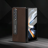 For Samsung Galaxy Z Fold4 5G Carbon Fiber Phone Case With Holder - Light Blue - Extra Image