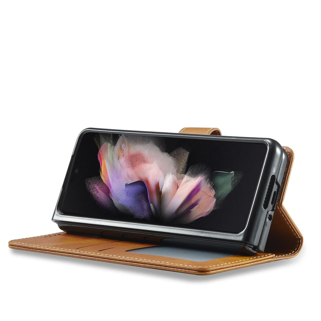 For Samsung Galaxy Z Fold4 5G Calf Leather Phone Case - Grey
