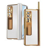 For Samsung Galaxy Z Fold4 5G Shockproof Aluminum Double Hinge Case - Silver Gold
