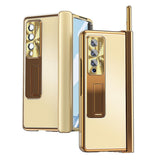 For Samsung Galaxy Z Fold4 5G Shockproof Aluminum Double Hinge Case - Silver Gold