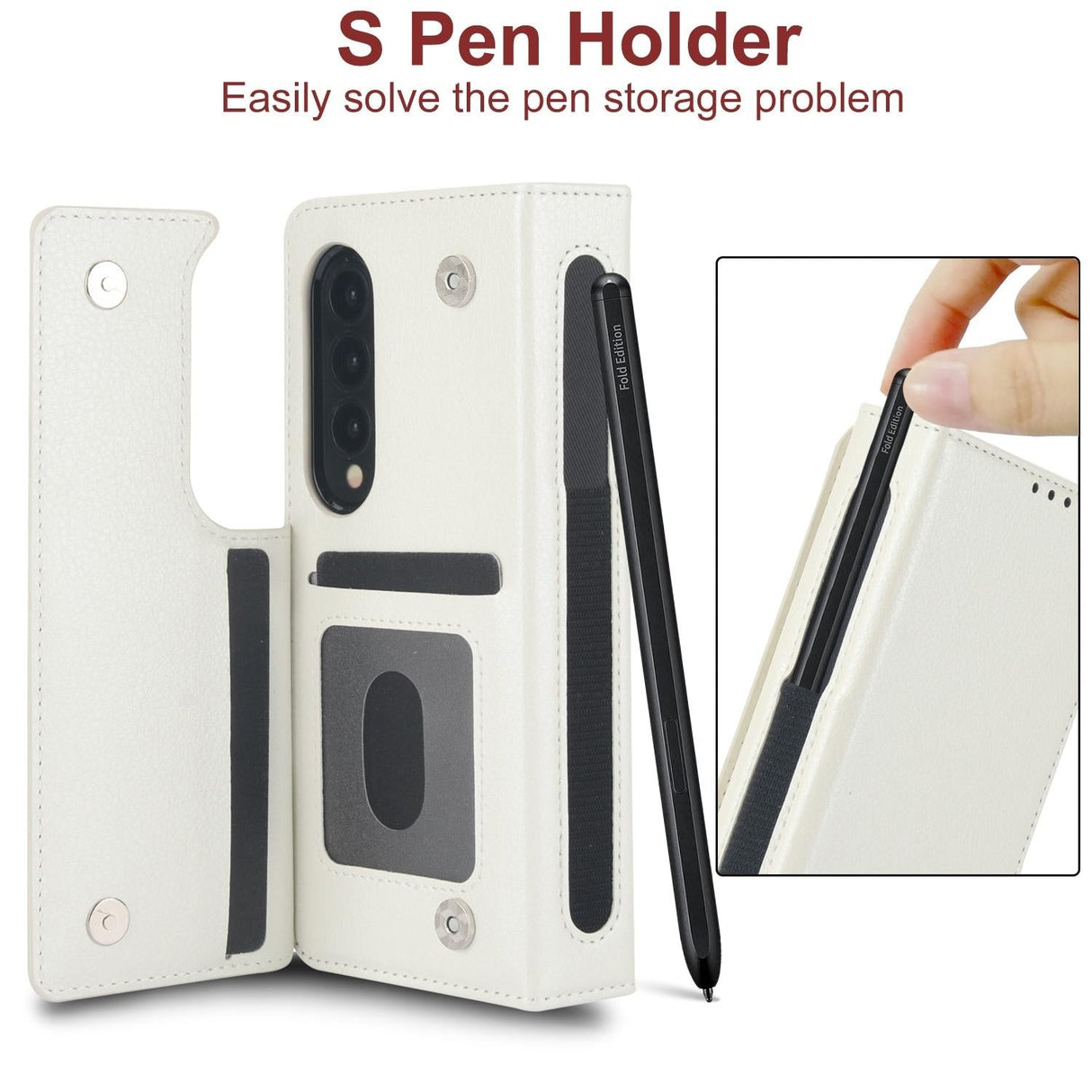 For Samsung Galaxy Z Fold4 5G Leather Phone Case With Pen Slot - Purple