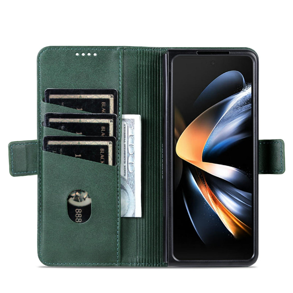 For Samsung Galaxy Z Fold4 5G Leather Magnetic Phone Case - Calf Texture - Light Brown