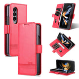 For Samsung Galaxy Z Fold4 5G Leather Magnetic Phone Case - Calf Texture - Light Brown