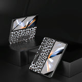 For Samsung Galaxy Z Fold4 5G Leopard Print Phone Case With Holder - Champagne Gold - Extra Image