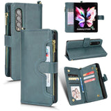 For Samsung Galaxy z Fold4 5G Zipper Leather Phone Case with Litchi Texture - Purple - Front View