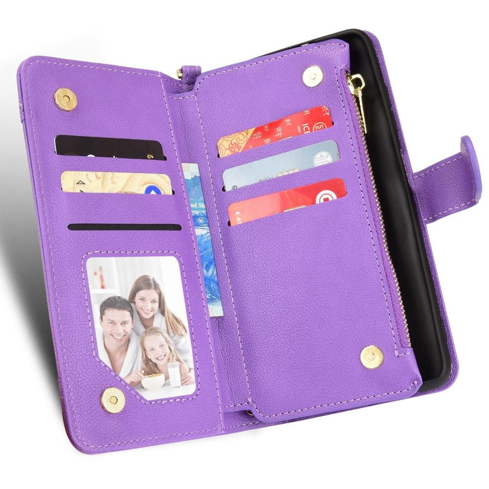 For Samsung Galaxy z Fold4 5G Zipper Leather Phone Case with Litchi Texture - Purple
