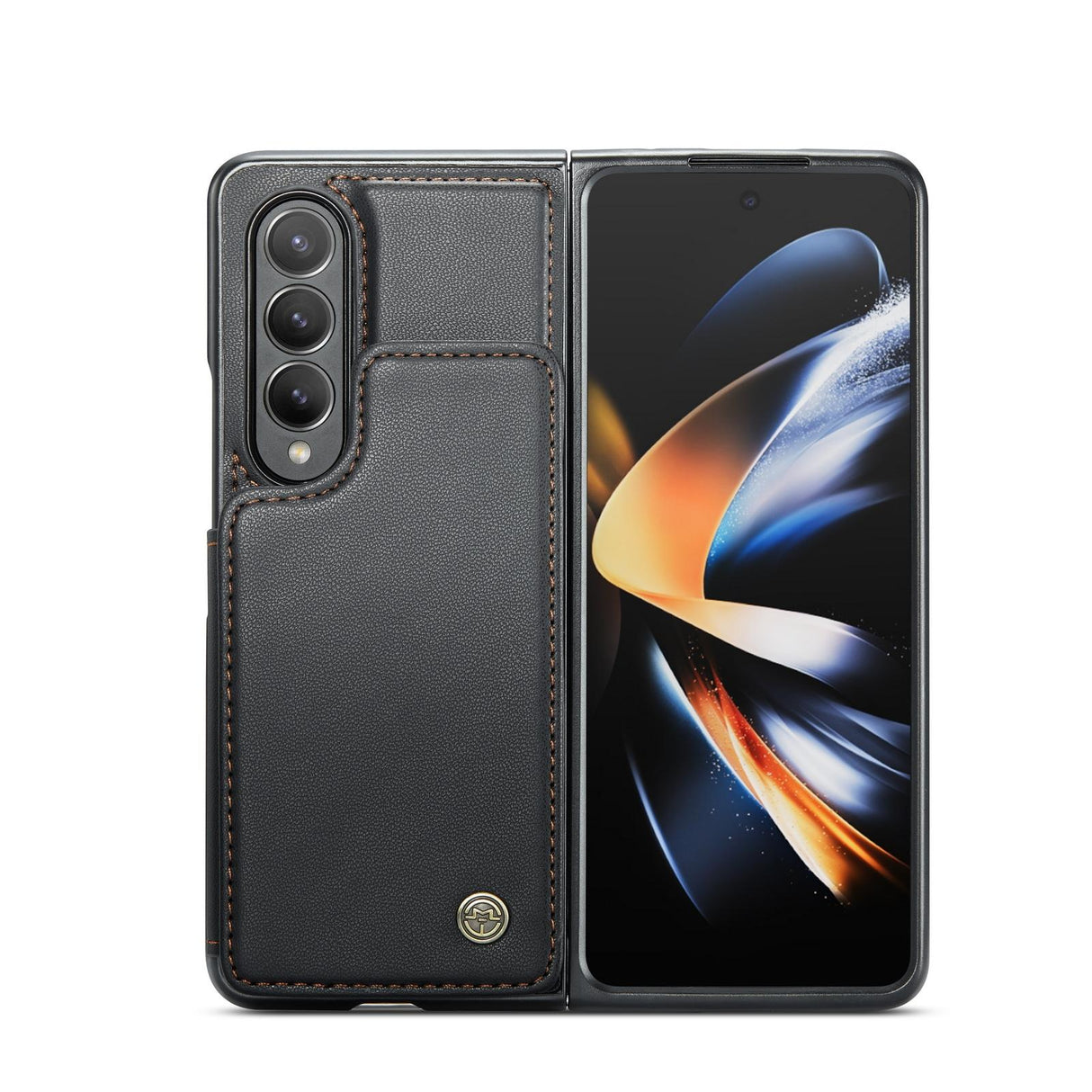 For Samsung Galaxy Z Fold4 5G Leather Rfid Phone Case - Blue Green