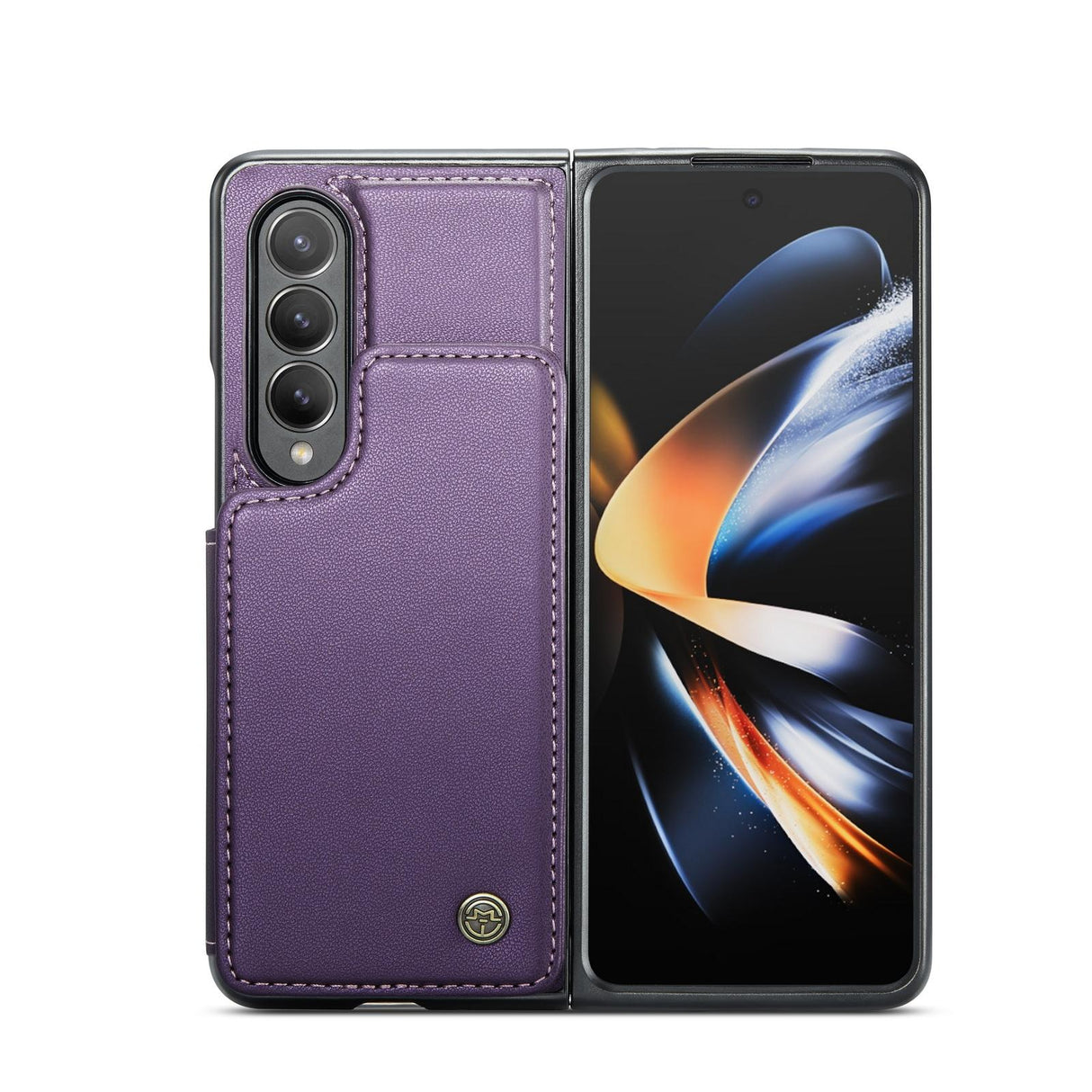 For Samsung Galaxy Z Fold4 5G Leather Rfid Phone Case - Blue Green