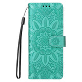 For Samsung Galaxy Z Fold4 5G Sunflower Embossed Leather Phone Case - Green - Side View
