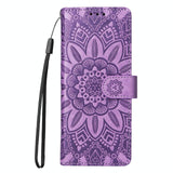 For Samsung Galaxy Z Fold4 5G Sunflower Embossed Leather Phone Case - Green - Extra Image