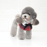 Dog Shawl Small Cloak Pet Bow Ttie Saliva Towel Pet Accessories - Size M - Navy Blue Grid - Extra Image