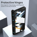 For Samsung Galaxy Z Fold4 5G Napa Texture All-In-One Phone Case - Yellow