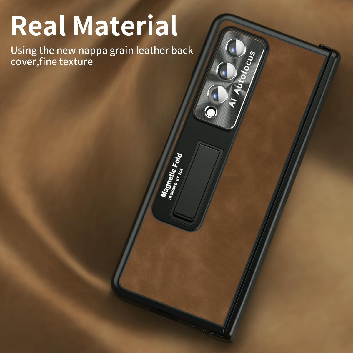 For Samsung Galaxy Z Fold4 5G Napa Texture All-In-One Phone Case - Yellow