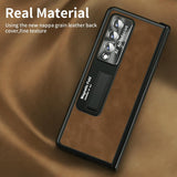 For Samsung Galaxy Z Fold4 5G Napa Texture All-In-One Phone Case - Yellow